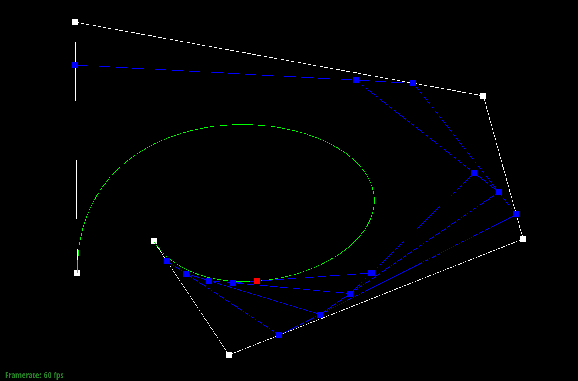 Bezier curve modified and scrolled