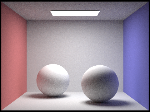 Spheres rendered with 64 samples per pixel