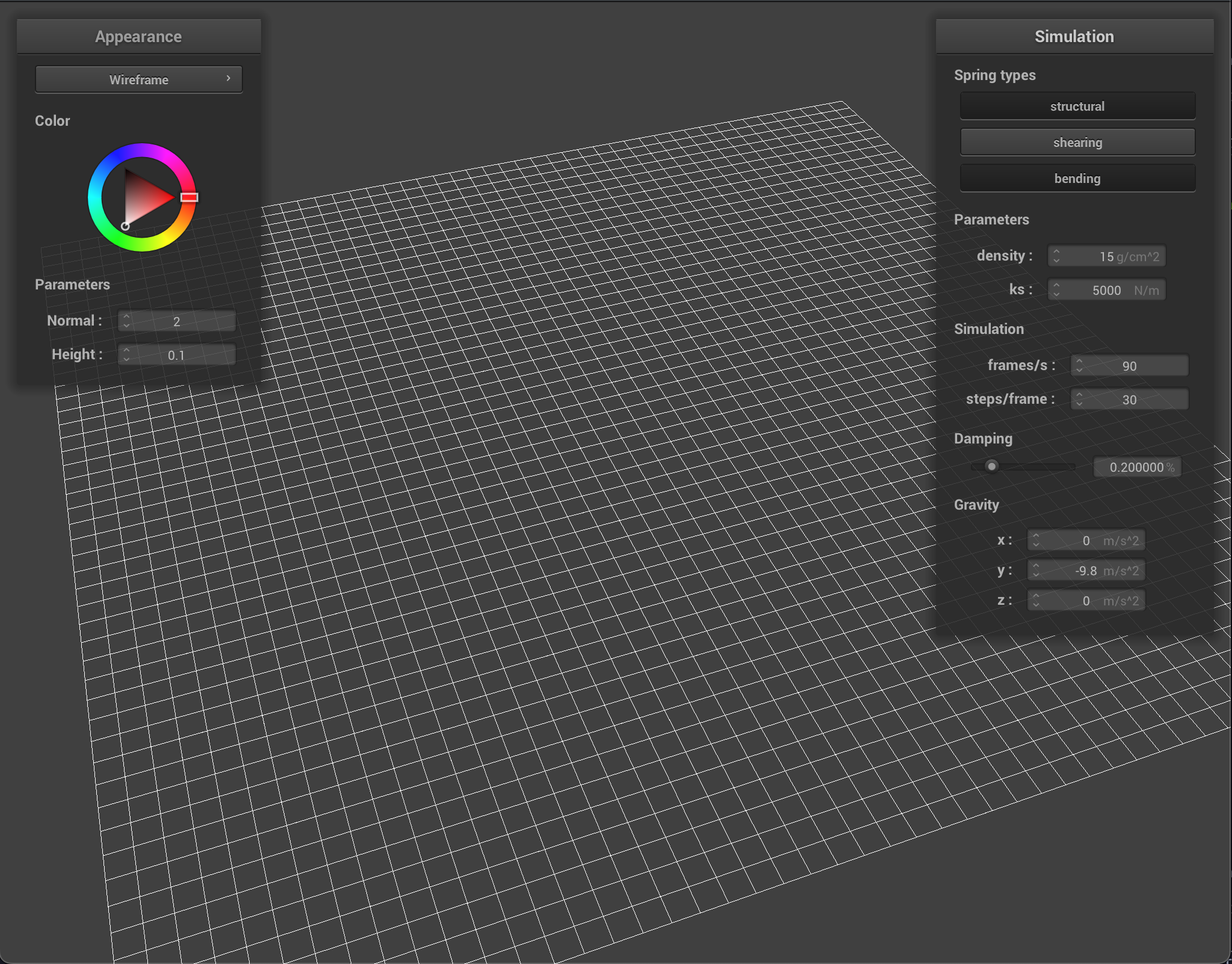 Cloth pinned at two points with st+bd forces
