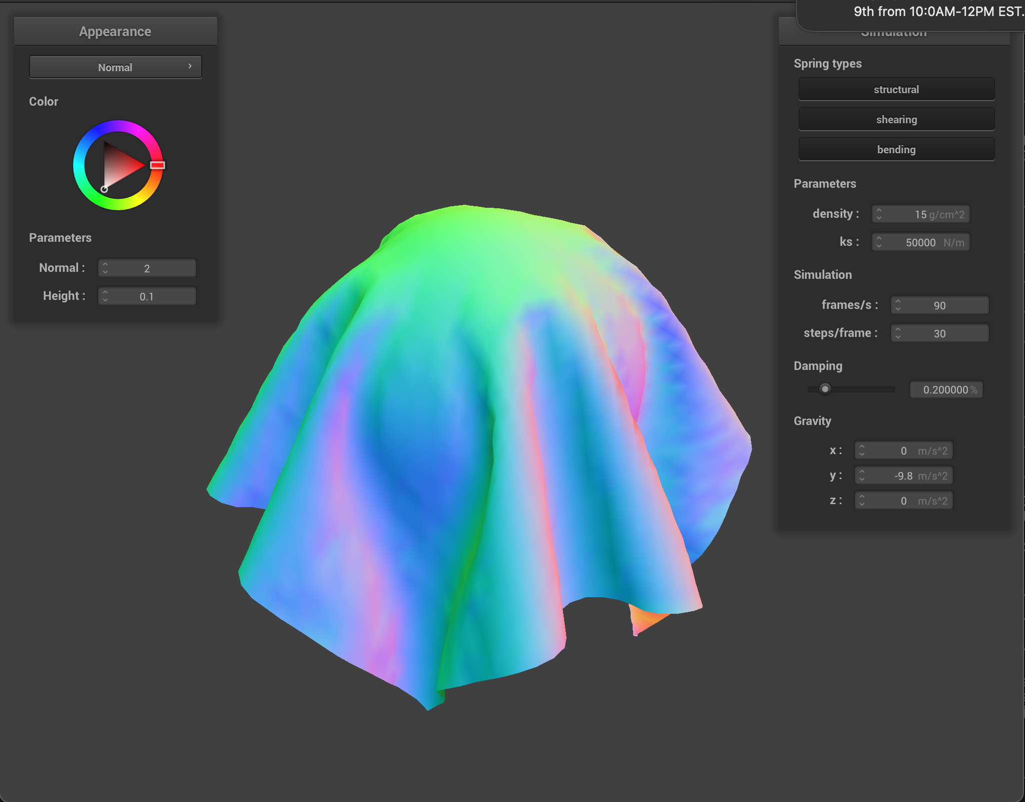 Sphere collision with ks = 50000