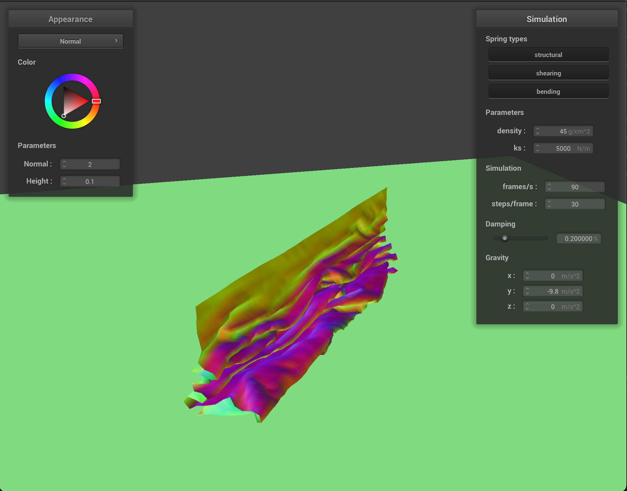 Self-collision with density set to 45