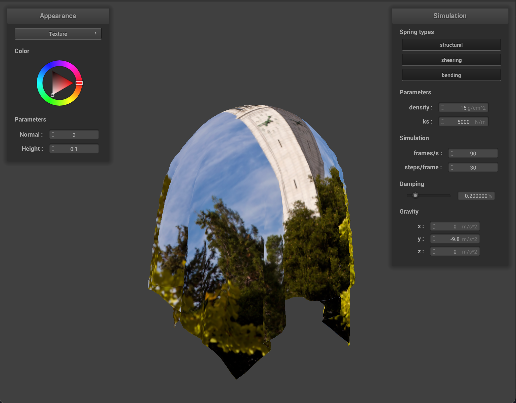 Cloth with texture mapping shader